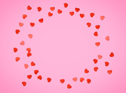 心形相框情人节贺卡或相框,粉色背景上有心形图案.情人节.