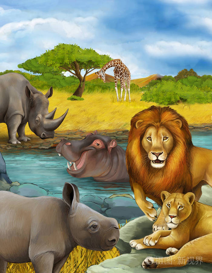 8268*10630px发票合同问题/犀牛长颈鹿河马大象动物狮子食草动物野