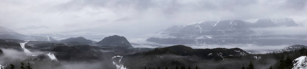 美丽的加拿大山地自然景观全景图片