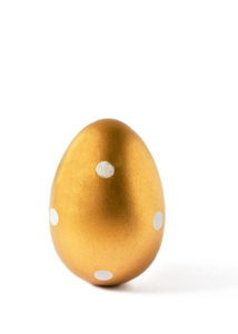 白色背景上孤立的金色复活节彩蛋。复活节快乐。