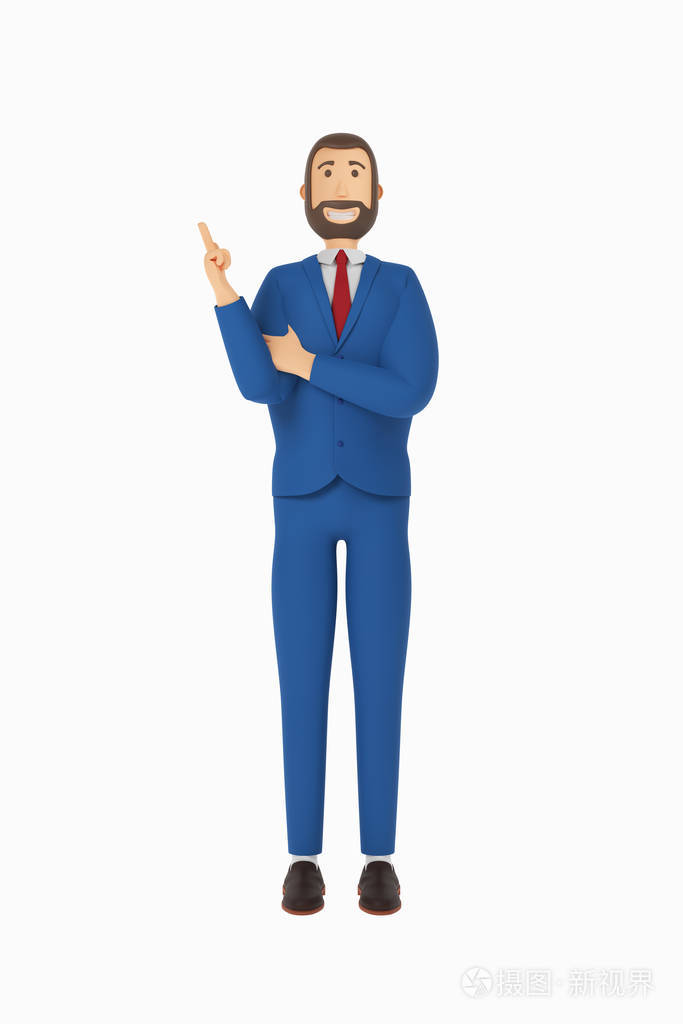 卡通人物西装革履的商人三维渲染