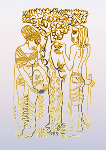 夏娃树亚当和夏娃站在一棵苹果树下照片