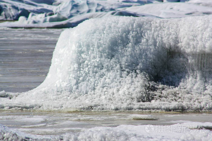 冰岛冷水中的冰块，全球变暖
