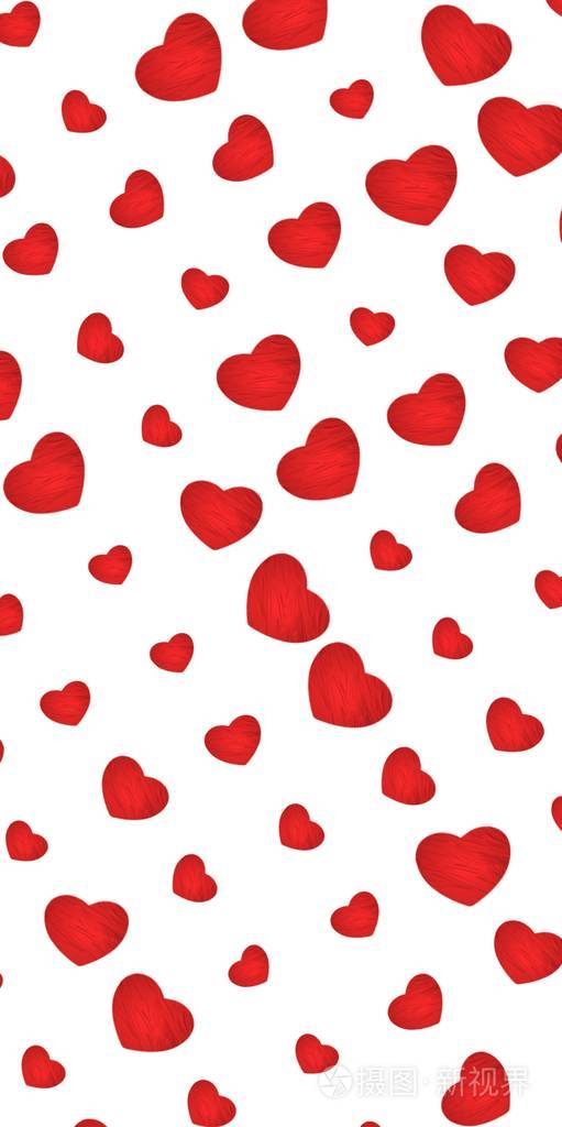 白色背景上红色纹理的心形图案