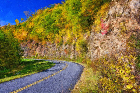 多色 丙烯酸 素描 落下 荒野 颜色 全景 风景 美丽的