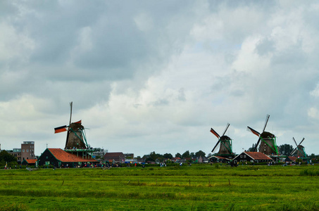 Zaanse Schans, Holland, August 2019. Northeast of Amsterdam is 
