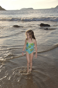 伊斯塔帕 行走 海滩 女孩 辫子 白种人 墨西哥 步行 儿童
