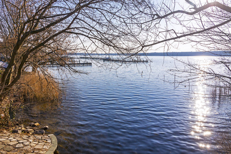 德国柏林旺西湖的冬季景色图片