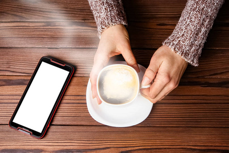 female hands and coffee 