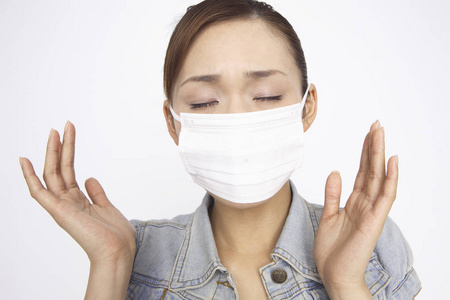 日本人 疾病 寒冷的 肖像 女人 女士 人类 面具 流感