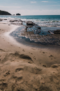 view of the Tessalated Pavement in Eaglehack Neck in the Tasman 