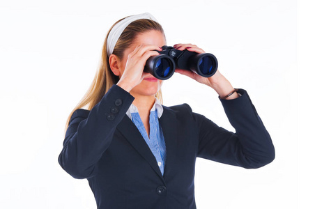 女商人 女人 双筒望远镜 观察 职业 业务往来 适合 间谍