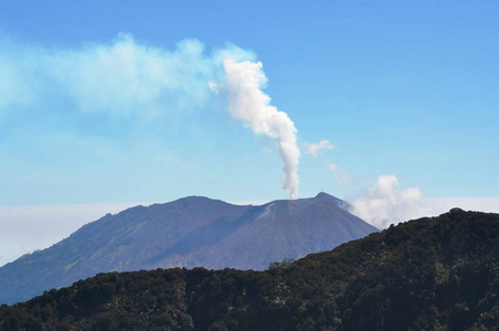 圆锥体 危险 烟雾 火山 风景 熔岩 吸烟 喷发 警告 灰尘