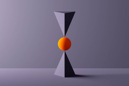 完美平衡中的几何图形-三维渲染照片
