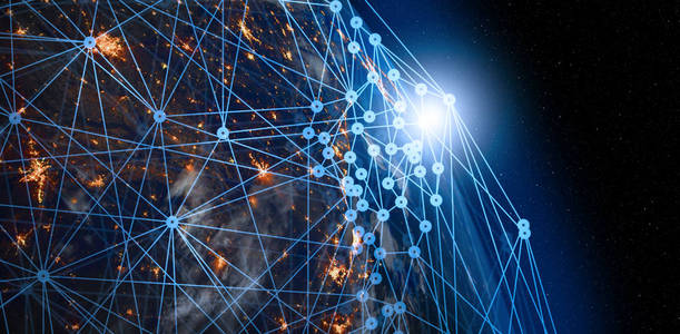 网状物 交换 转移 全世界 物联网 未来 地图 行星 连接