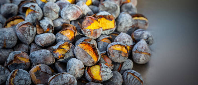 Bunch of roasted chestnuts 