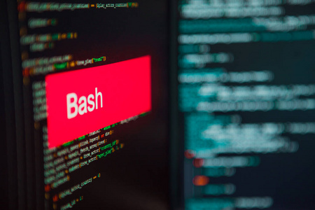 编程语言，Bash碑文为背景的计算机代码。