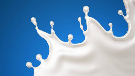 牛奶飞溅。三维插图，三维渲染。