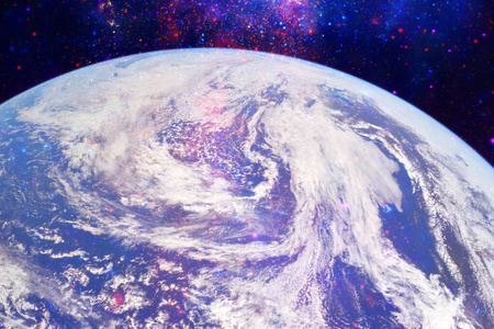 地球和星系。这张图片的元素由美国宇航局提供。