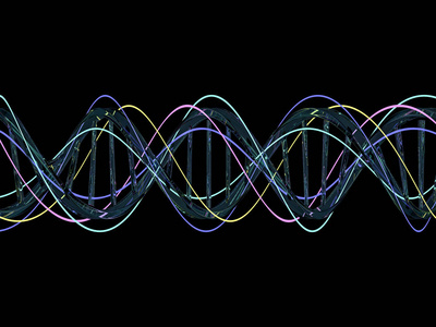 DNA链。抽象的科学背景。三维渲染