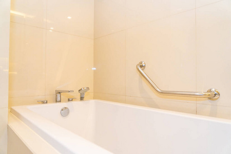 Empty white bathtub decoration interior of toilet