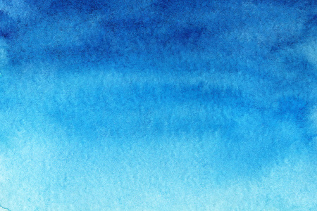 天蓝色水彩抽象背景。渐变填充。手绘纹理。一片天堂。