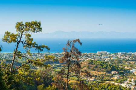 Beautiful view of Ialyssos from Mount Filerimos. 