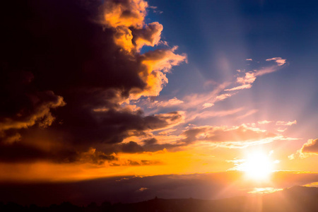 Sunset with beautiful dramatic clouds 