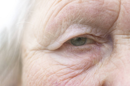 眼睛在画面中央.瞳孔有柔和的焦点,视力差的概念,一切都是模糊的照片