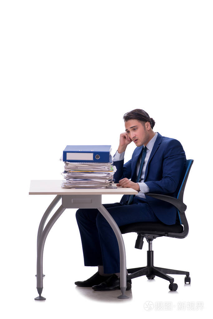 Employee working isolated on white background