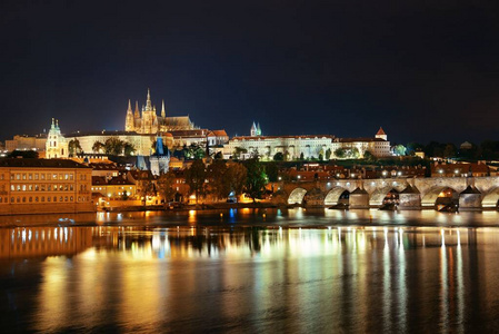 Prague skyline and bridge 