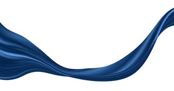 抽象的蓝色飞布隔离在白色背景和复制空间