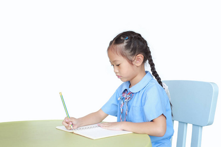 作业 肖像 小孩 女学生 学生 书桌 铅笔 白种人 智力