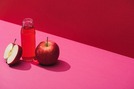 食物 瓶子 水果 复制空间 果汁 玻璃 美味的 苹果 粉红色
