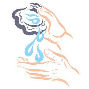 一个人从贝壳里倒水照片