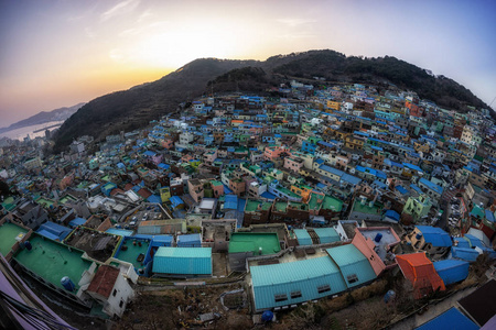 韩国 建筑学 房子 日落 建筑细部 地标 釜山 目的地 村庄