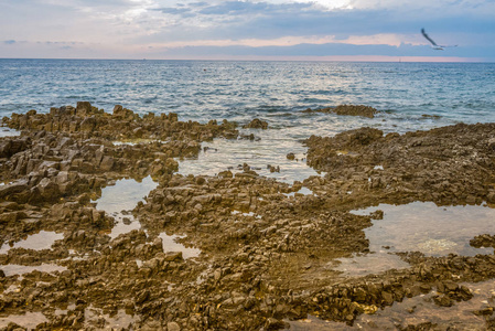 海洋 克罗地亚 美丽的 天空 日落 阳光 颜色 海岸 风景