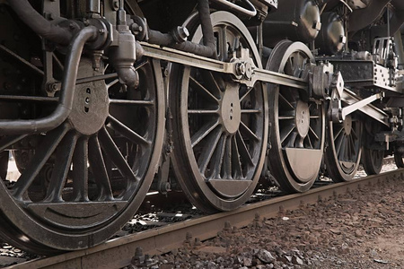 旅行 特写镜头 火车 机械 功能 古老的 发动机 轨道 离开