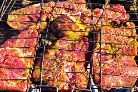 烤架 热的 食物 美味的 烹饪 聚会 烹调 烤的 腌料 牛肉