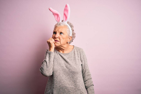 美丽的 祖母 有趣的 兔子 服装 恐惧症 强调 粉红色 白种人