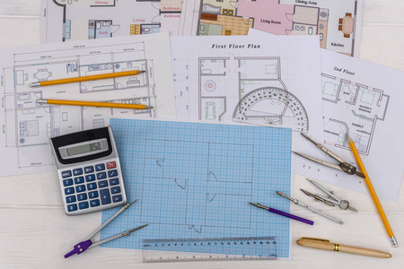 毫米纸工具房屋建筑素描图片