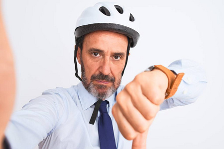 自行车 白发 拇指 男人 失败 坏的 拒绝 肖像 头盔 自拍