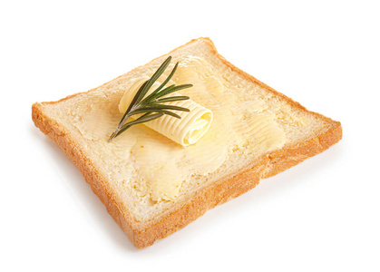 白底黄油面包片图片