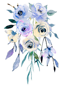 自然 花的 卡片 绘画 打印 印刷 水彩 开花 墙纸 花束