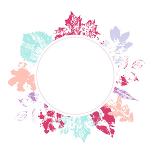 Floral circle frame with colorul leaves decoration. 