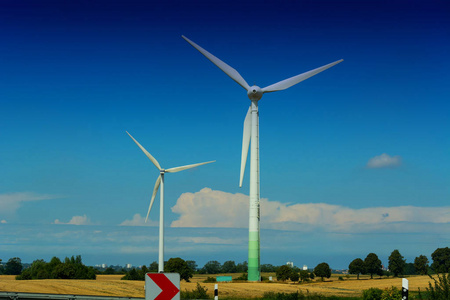 能量 农场 轮廓 天空 系统 发电机 塔架 供给 涡轮机