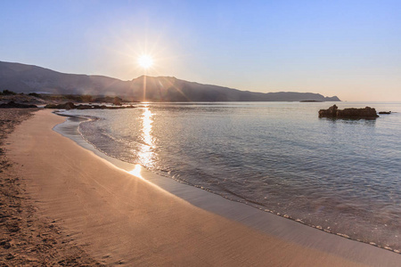 爱琴海 在里面 粉红色 风景 地中海 旅游业 假期 日落