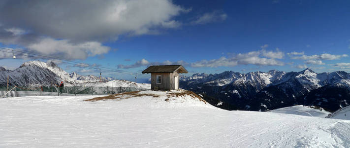 脚印 阿尔卑斯山 全景图 景象 远景 足迹 滑雪 轨道 见解