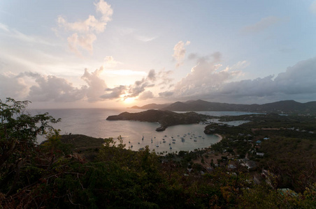 乡村 风景 加勒比 日落 植被 海洋 自然 安提瓜 港湾