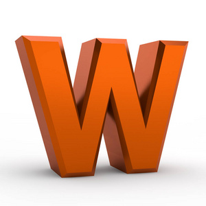 白色背景上的W橙色字母单词插图三维渲染